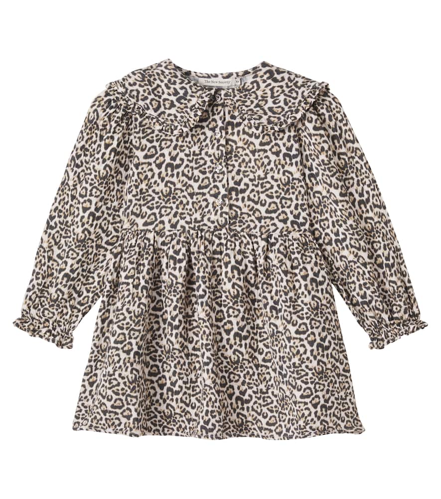 The New Society Nelia Leopard-print Cotton Dress In Brown