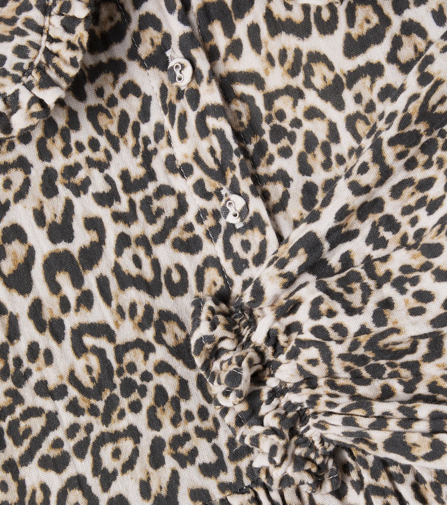 The New Society Nelia Leopard-print Cotton Dress In Brown