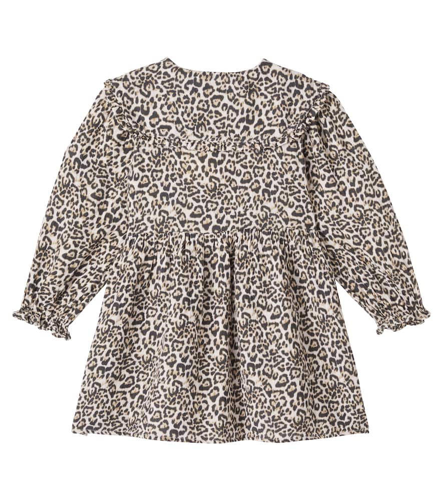 The New Society Nelia Leopard-print Cotton Dress In Brown