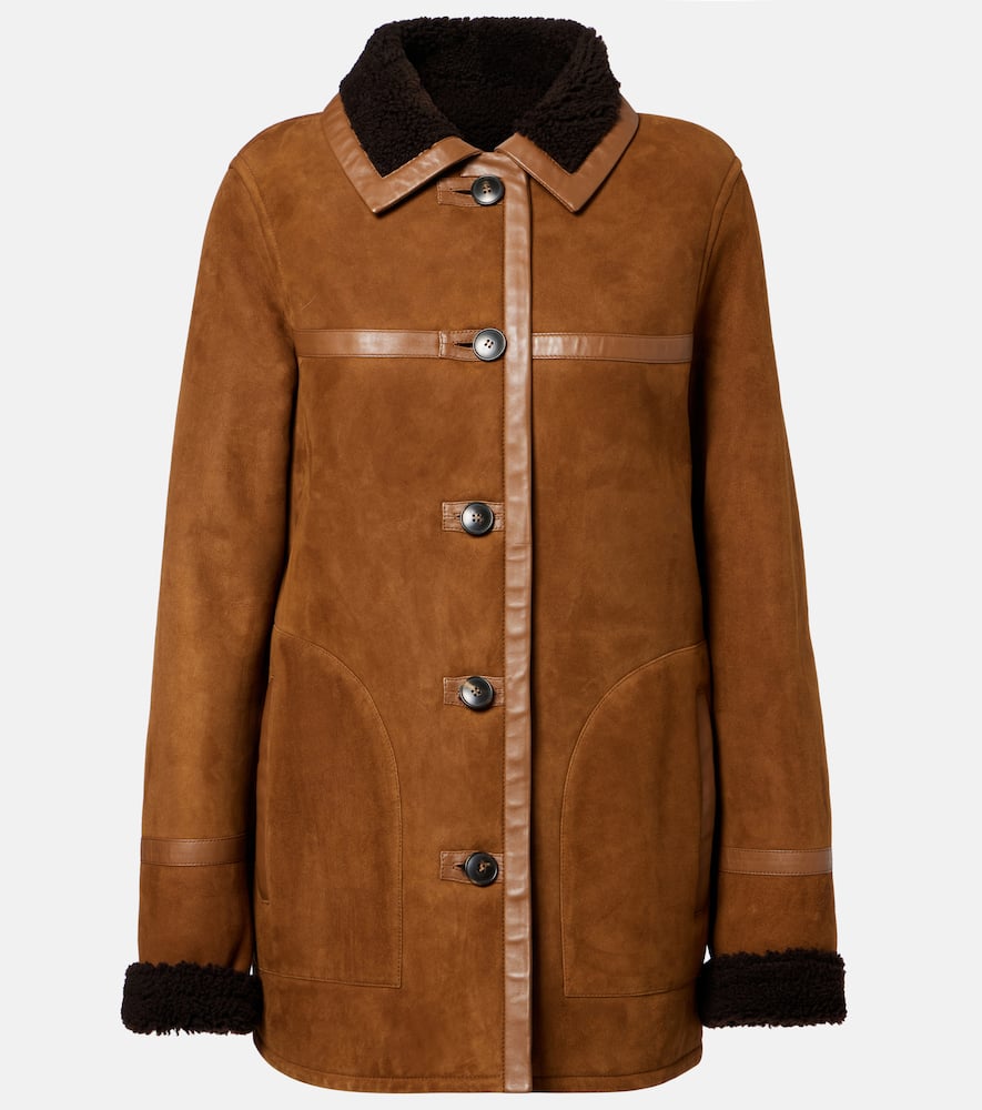 Yves Salomon Reversible Shearling Coat In Brown