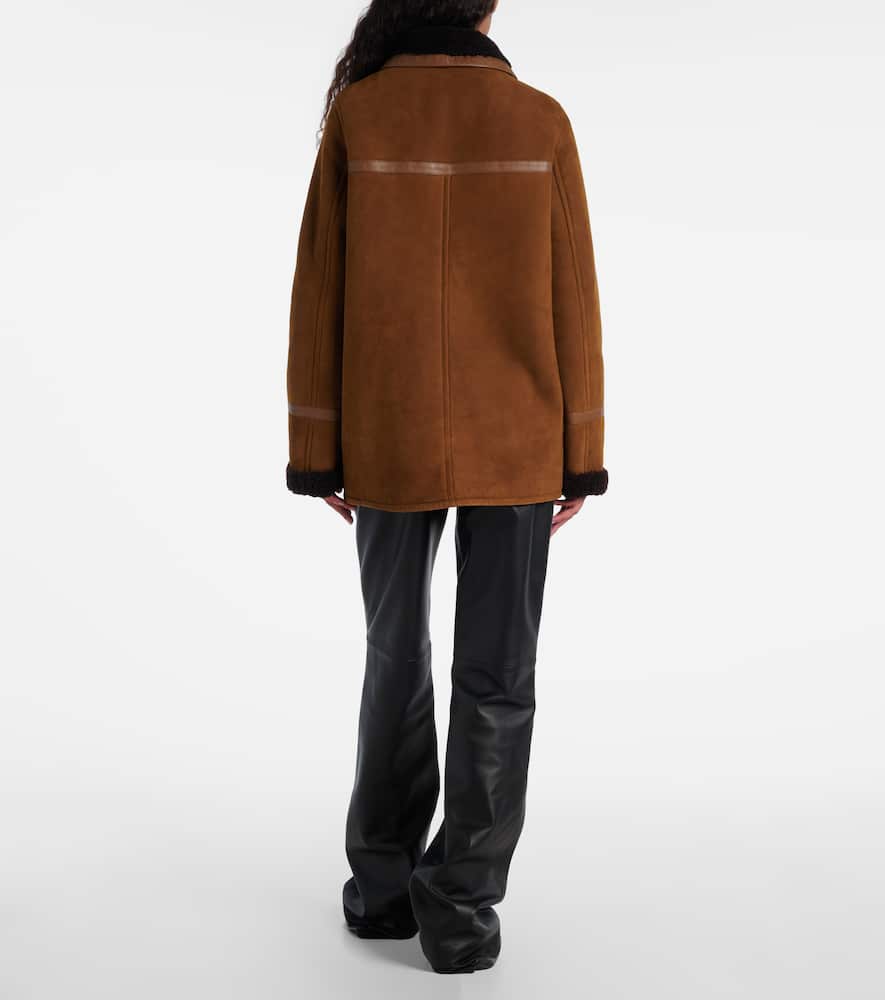Yves Salomon Reversible Shearling Coat In Brown