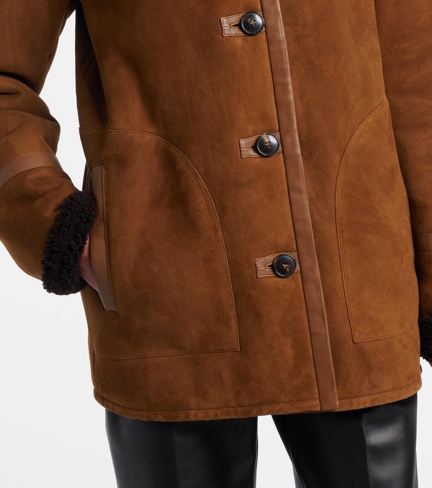 Yves Salomon Reversible Shearling Coat In Brown