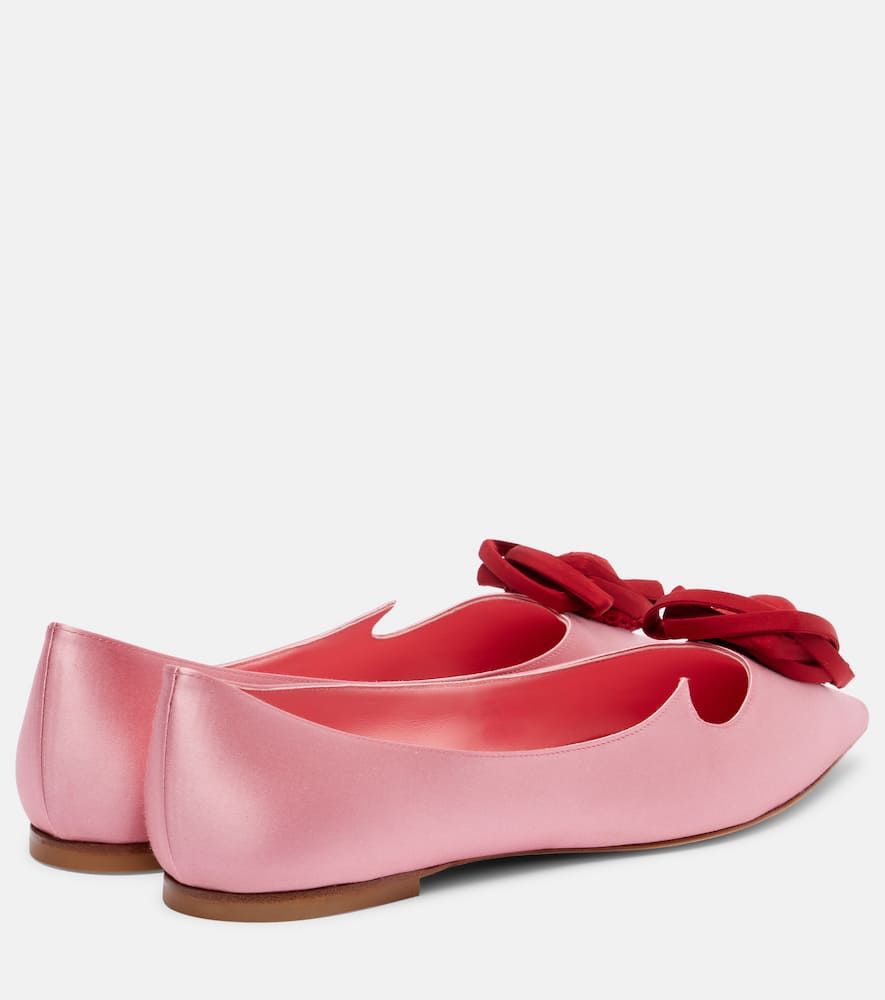 Roger Vivier Rose Vivier Embellished Cutout Satin Ballet Flats In Pink