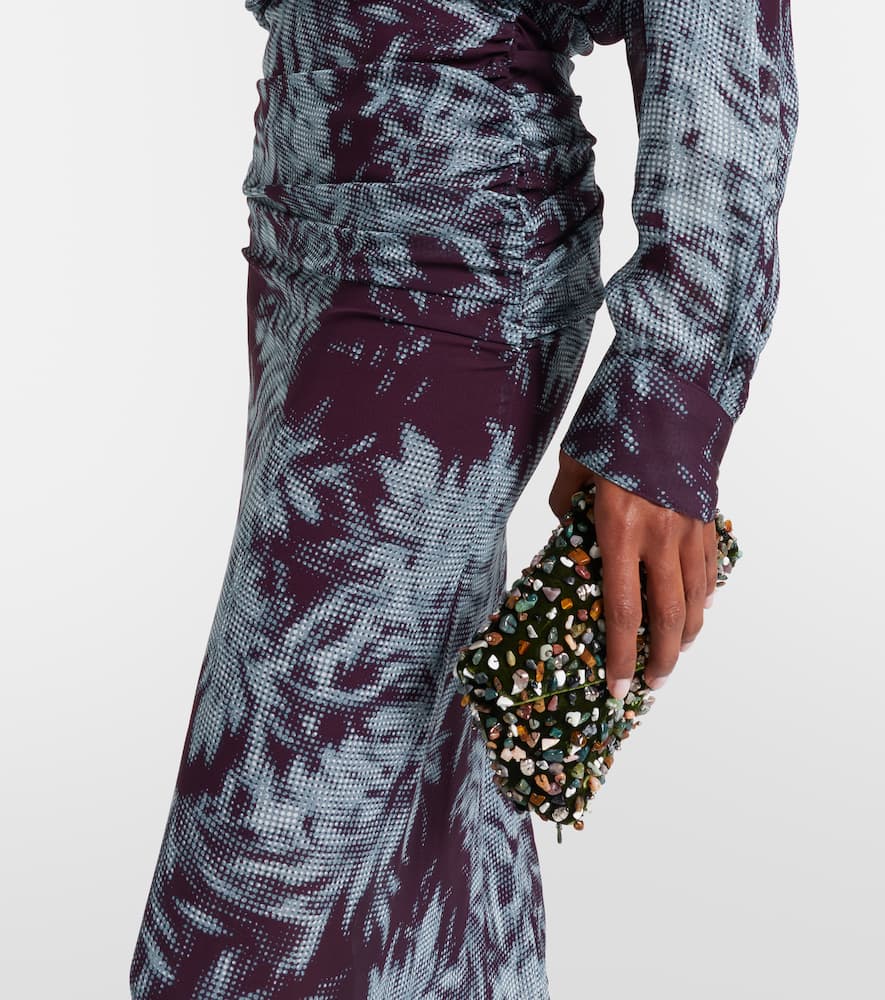 Dries Van Noten Printed Chiffon Midi Skirt In Blue