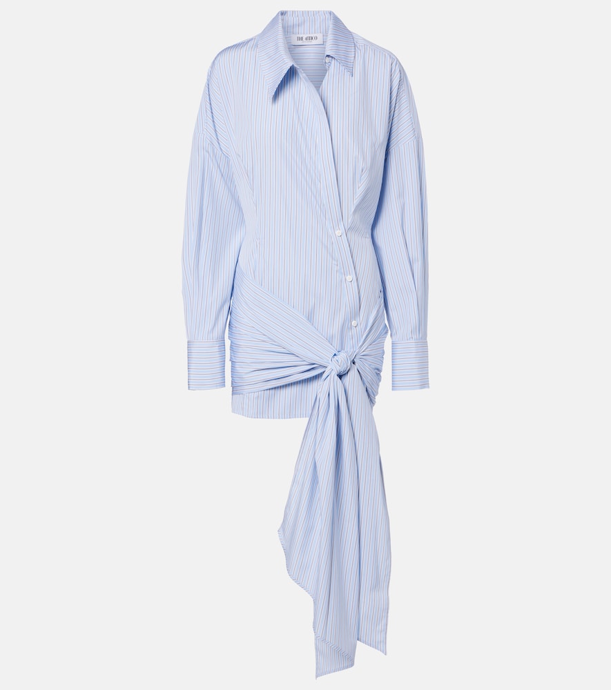 The Attico Gathered striped cotton shirt dress