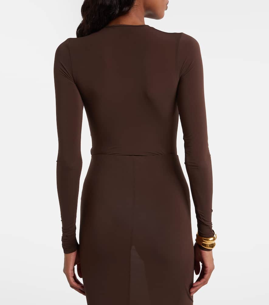 Wardrobe.nyc Sheer Bodysuit In Brown