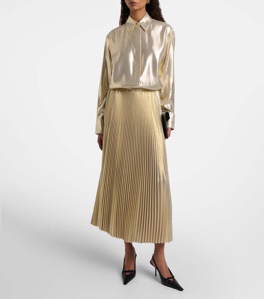 Joseph Capri Metallic Silk-blend Shirt In Gold