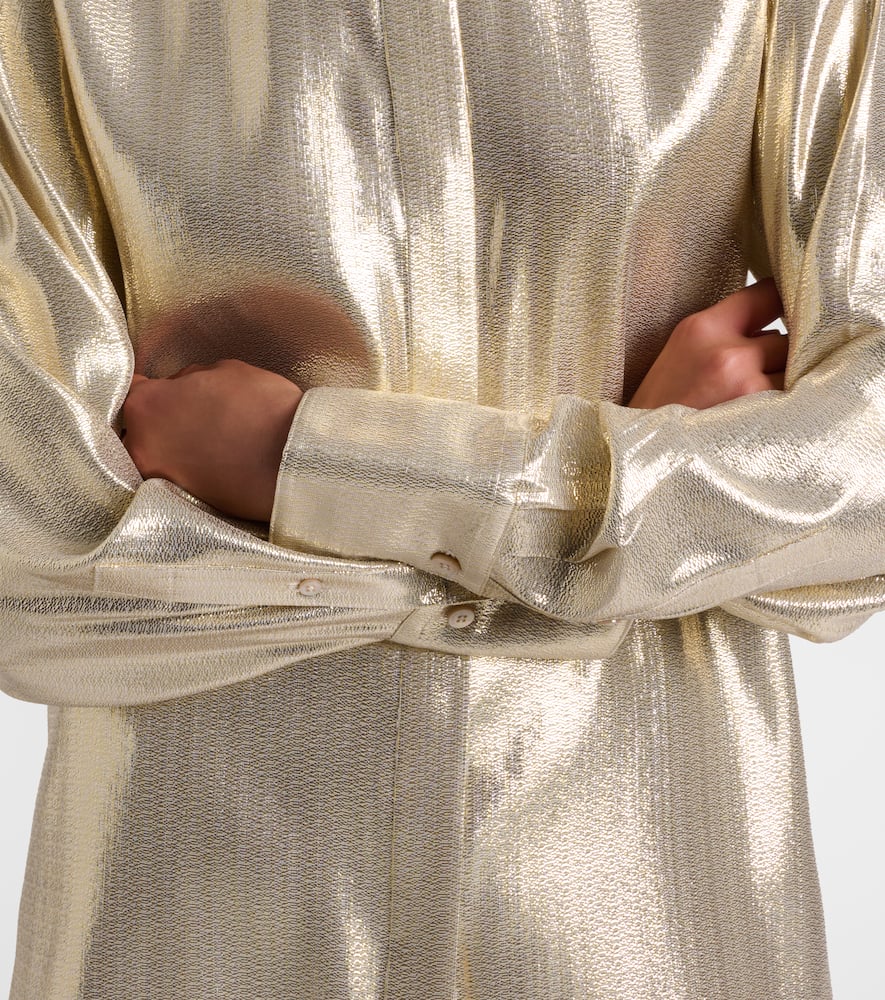 Joseph Capri Metallic Silk-blend Shirt In Gold