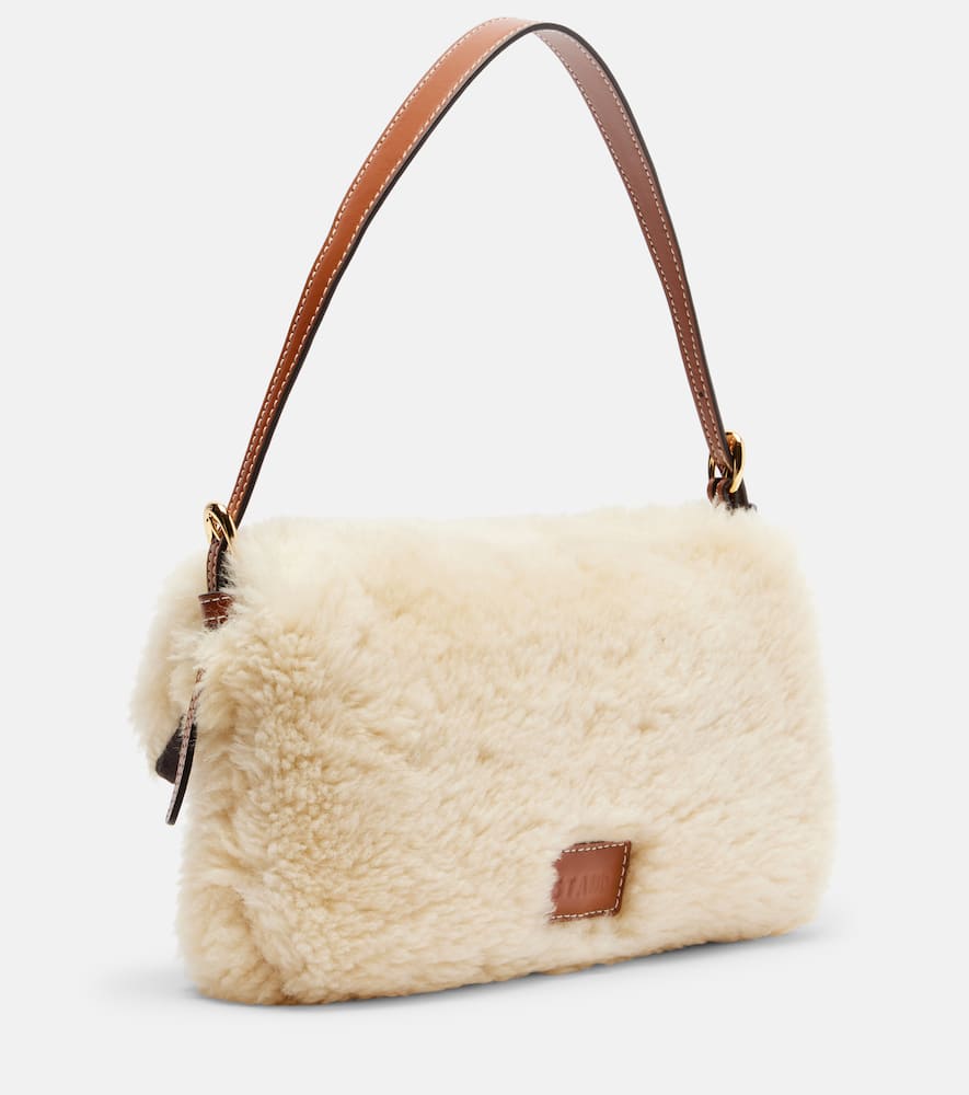 Staud Harlow Shearling Shoulder Bag In Neutral