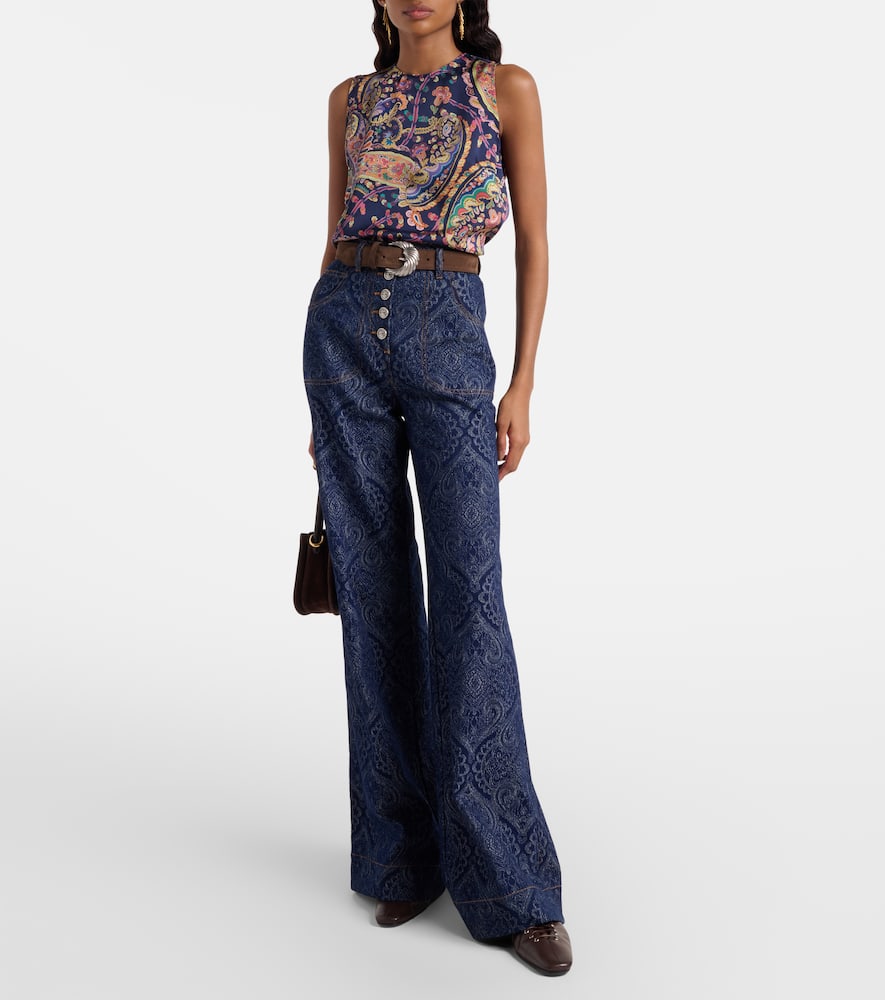 Etro Semi-sheer Jacquard Blouse In Multi