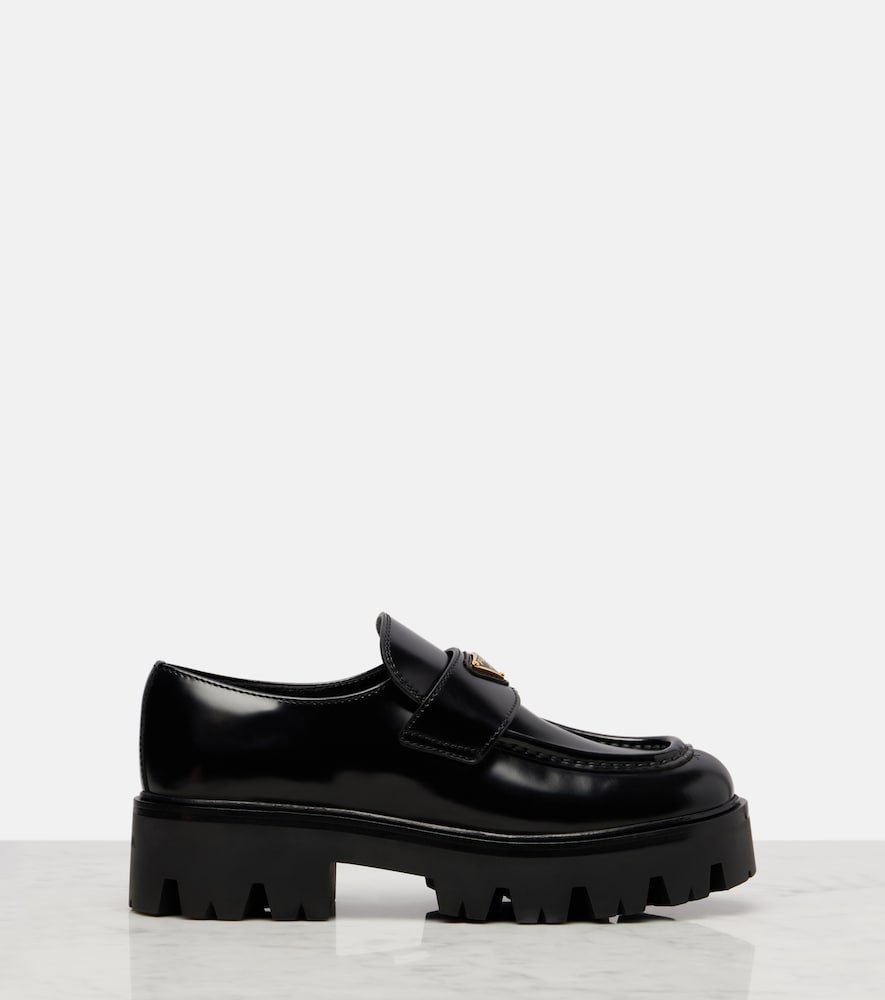  Prada Prada Logo Leather Platform Loafers 
