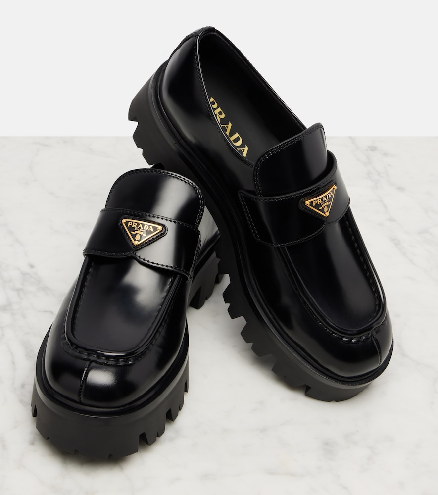  Prada Prada Logo Leather Platform Loafers 