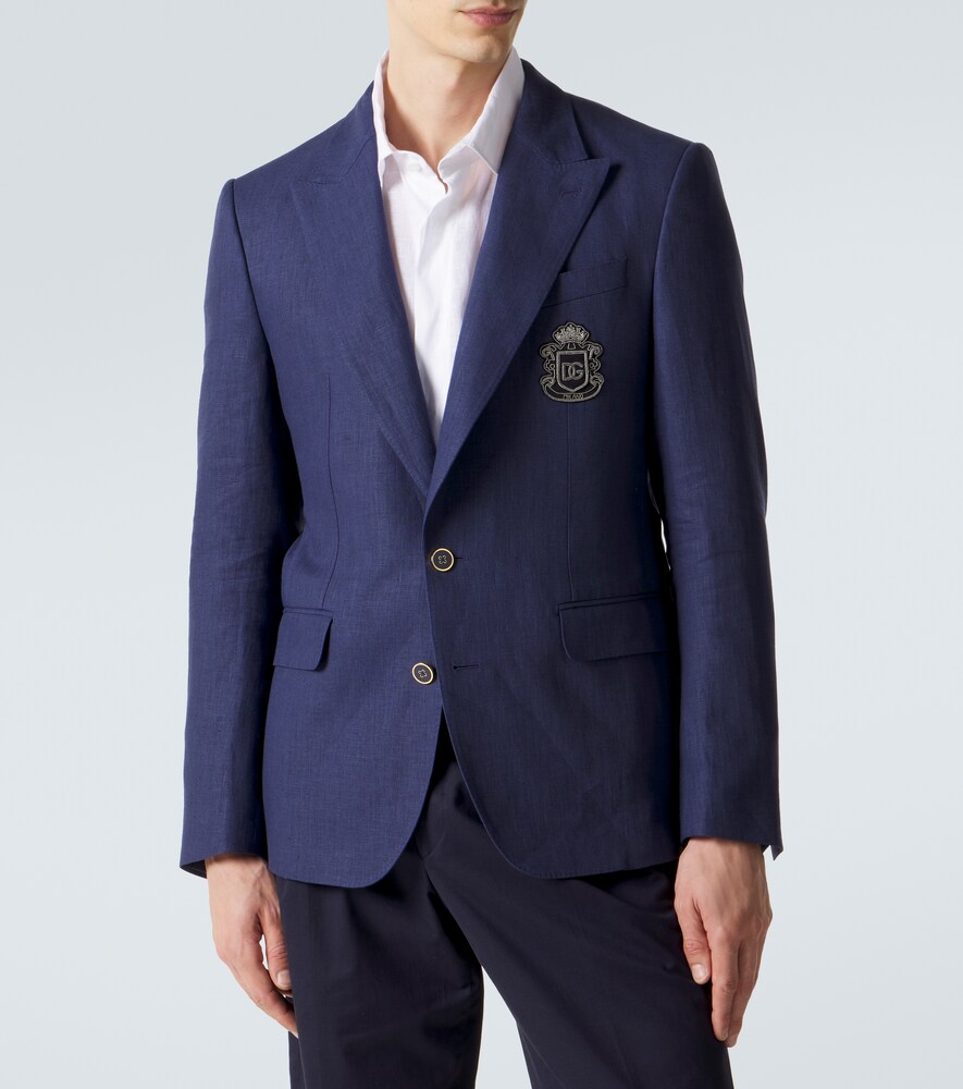  Dolce&gabbana Dolce&gabbana Logo Single-breasted Linen Blazer 