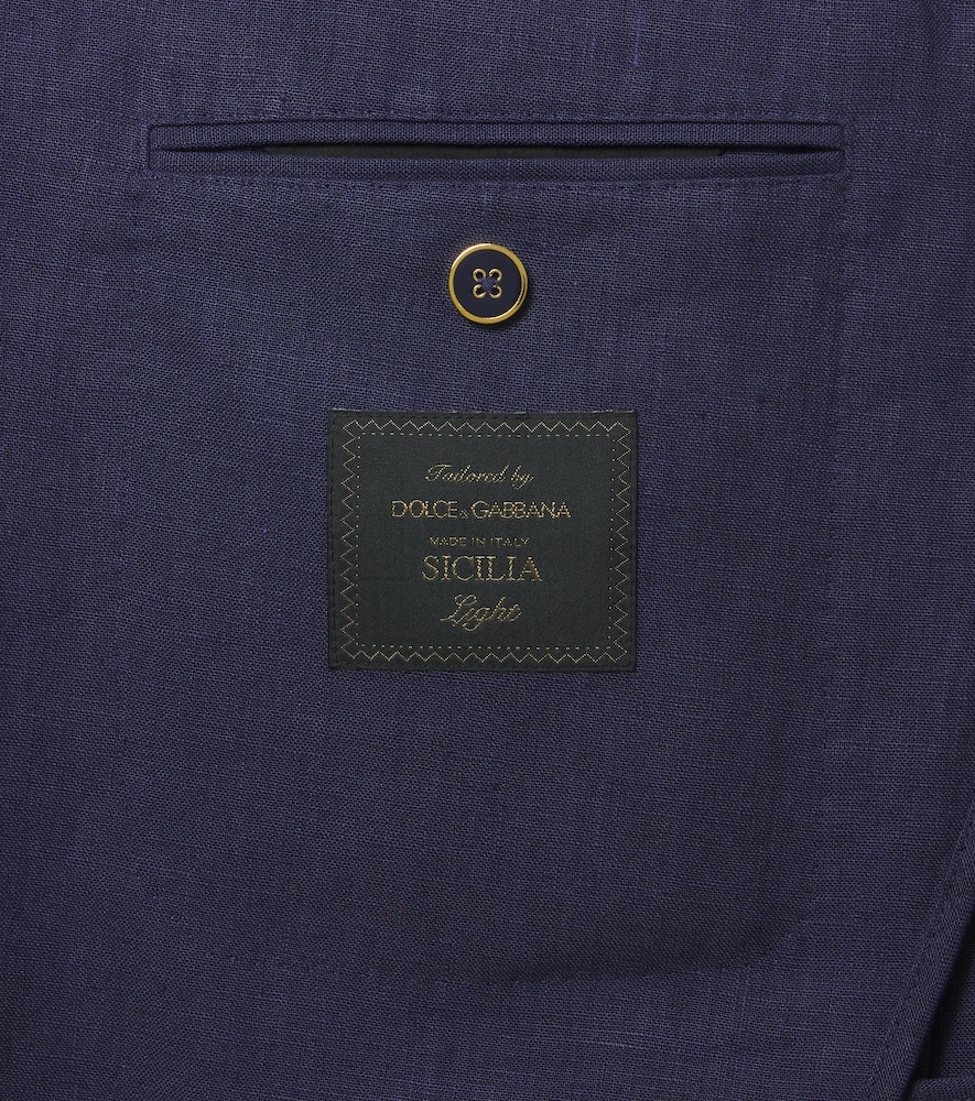  Dolce&gabbana Dolce&gabbana Logo Single-breasted Linen Blazer 