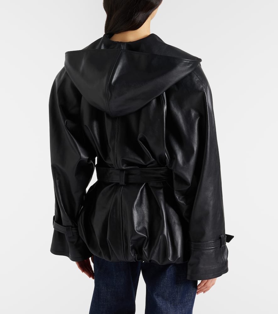 Magda Butrym Hooded Leather Jacket In Black