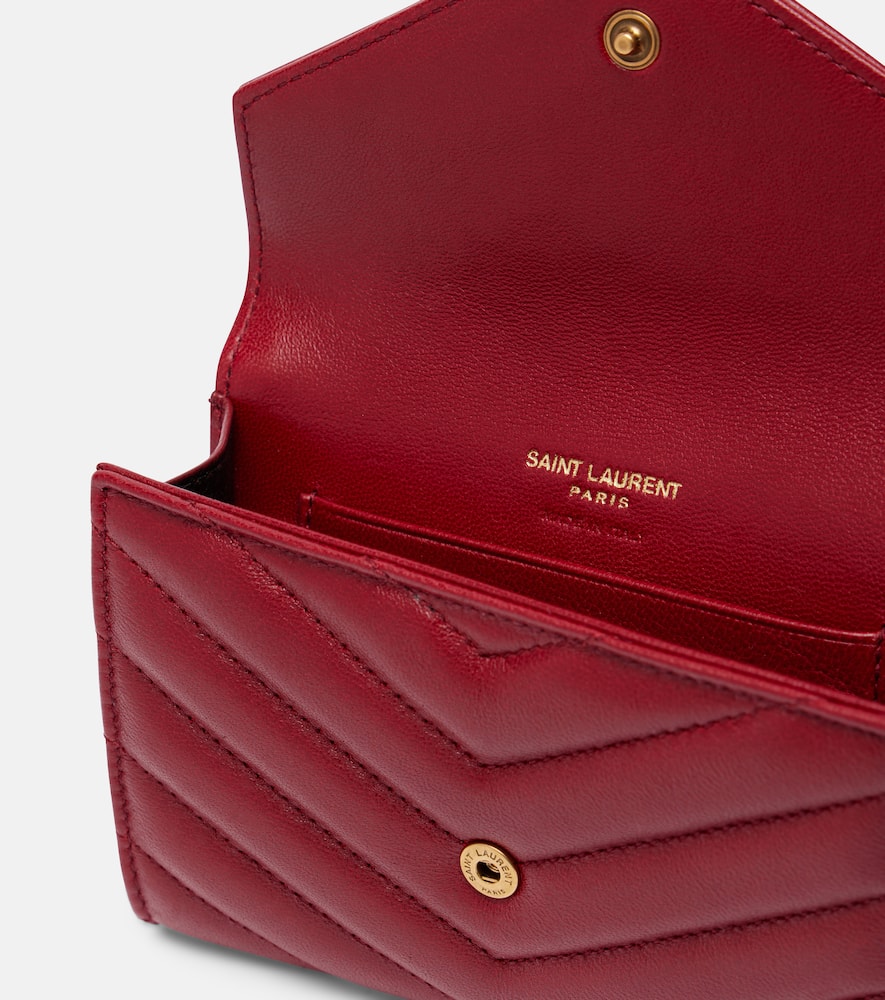 Saint Laurent Cassandre Leather Card Holder In Red