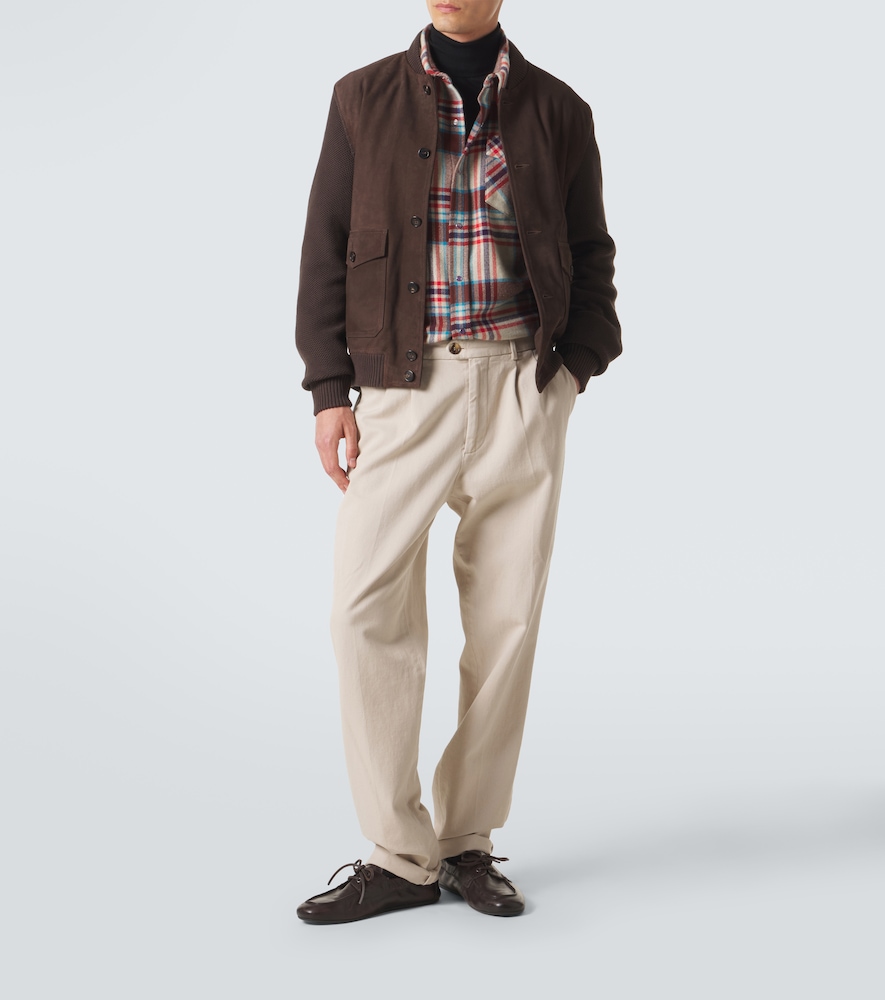  Slowear Slowear Cotton-trimmed Suede Bomber Jacket 