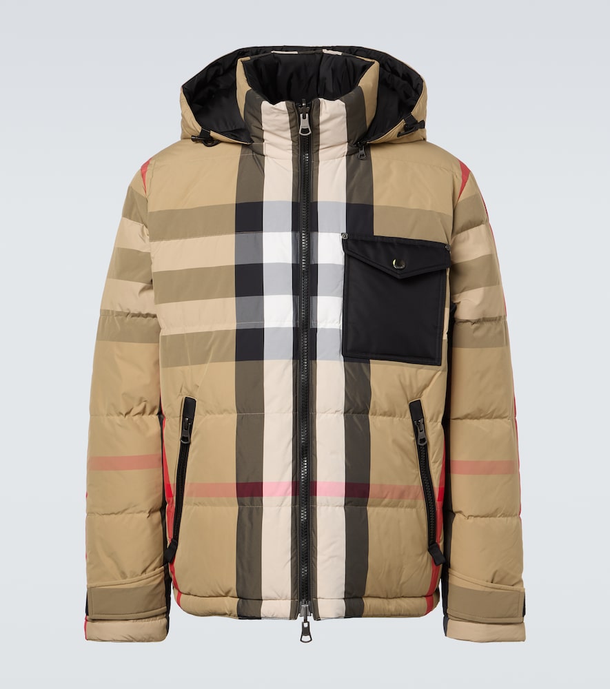 Burberry Hombre Beige Chaqueta De Plumas Reversible Con Capucha
