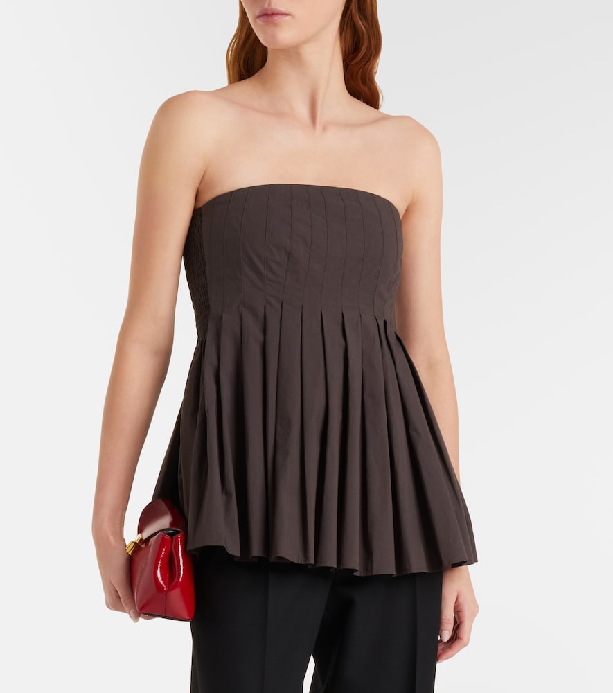Proenza Schouler White Label Avine pleated peplum cotton top
