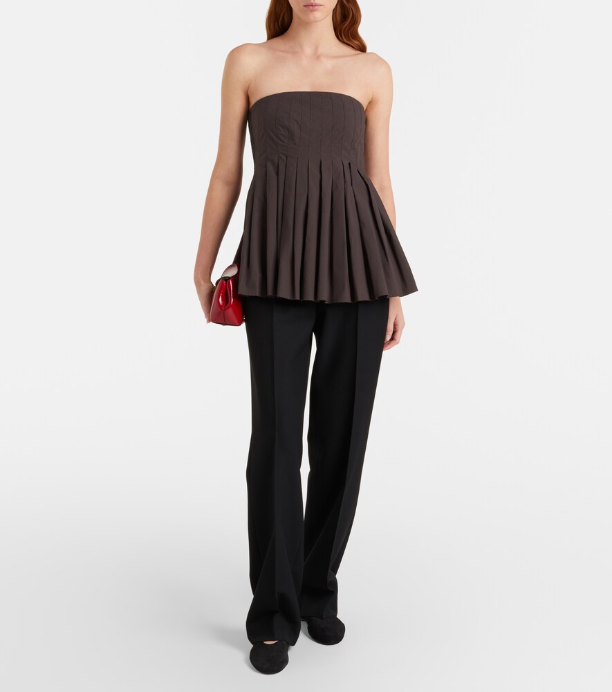 White Label Avine Pleated Peplum Cotton Top