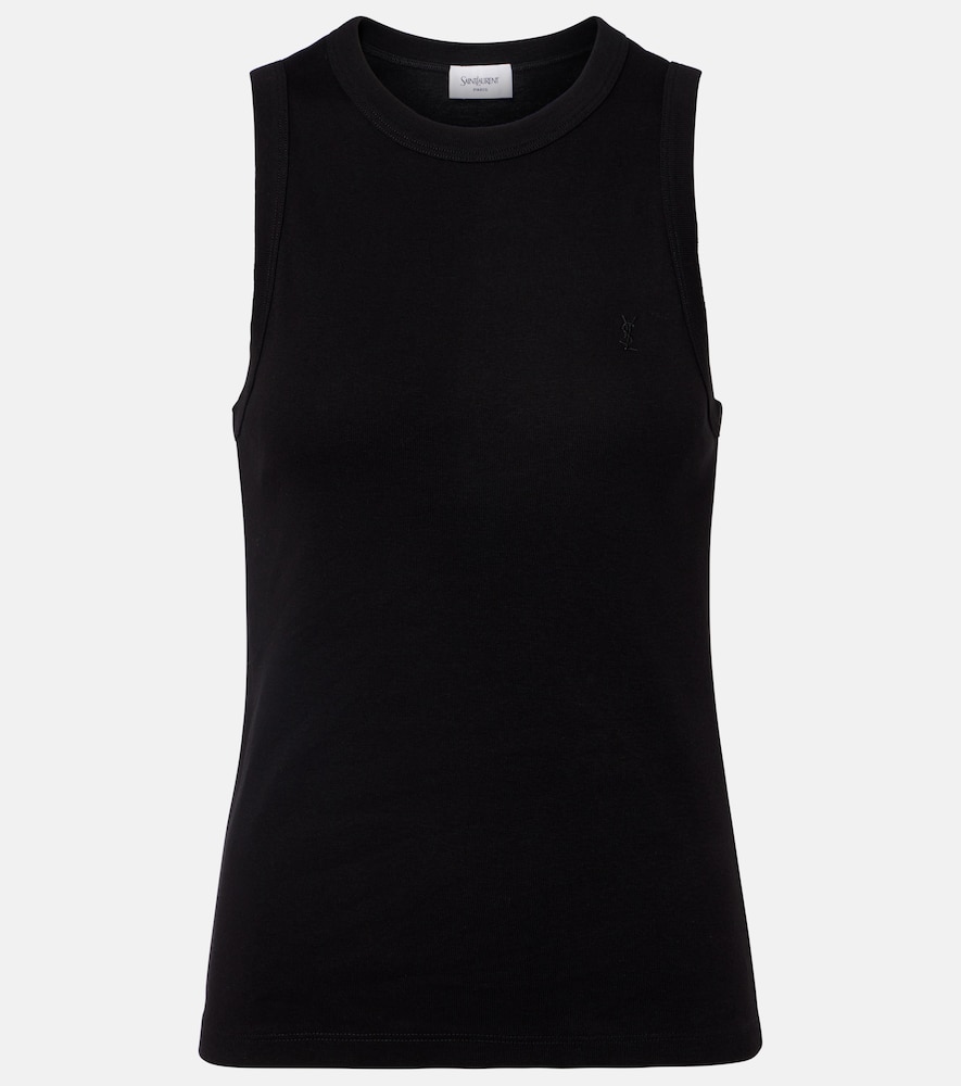 Saint Laurent Cassandre ribbed-knit cotton tank top