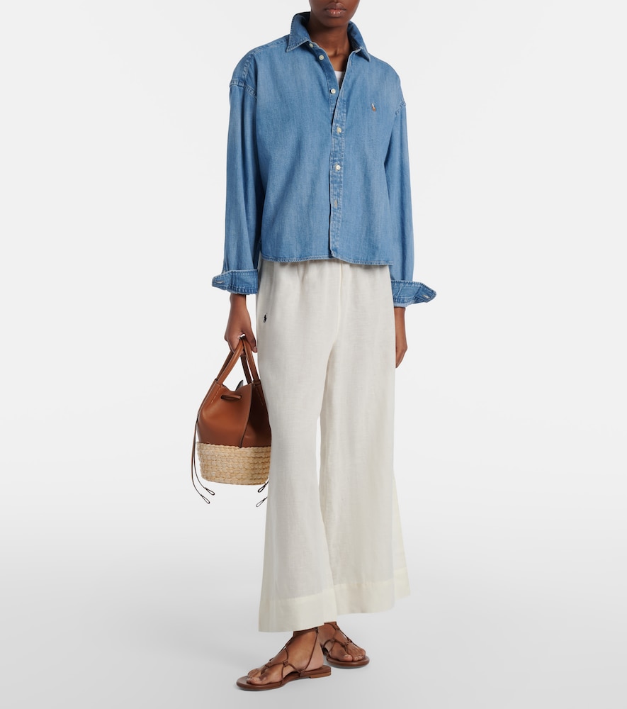 Polo Ralph Lauren Cropped linen and cotton wide-leg pants