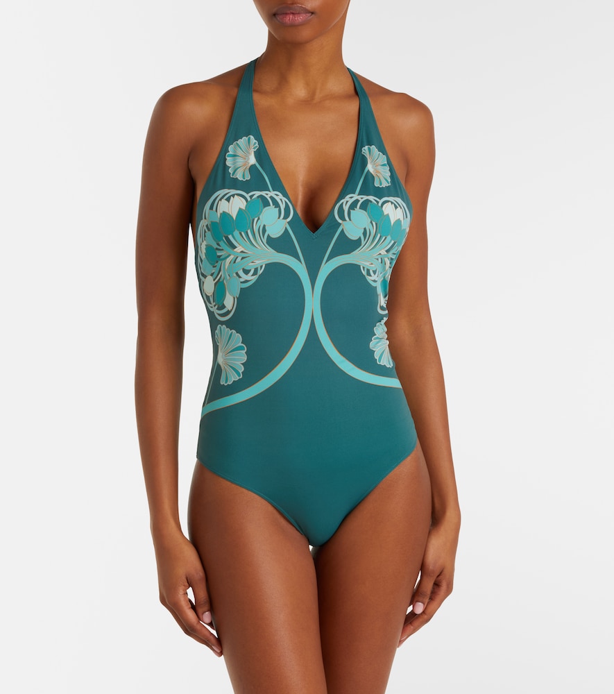 La DoubleJ Printed halterneck swimsuit