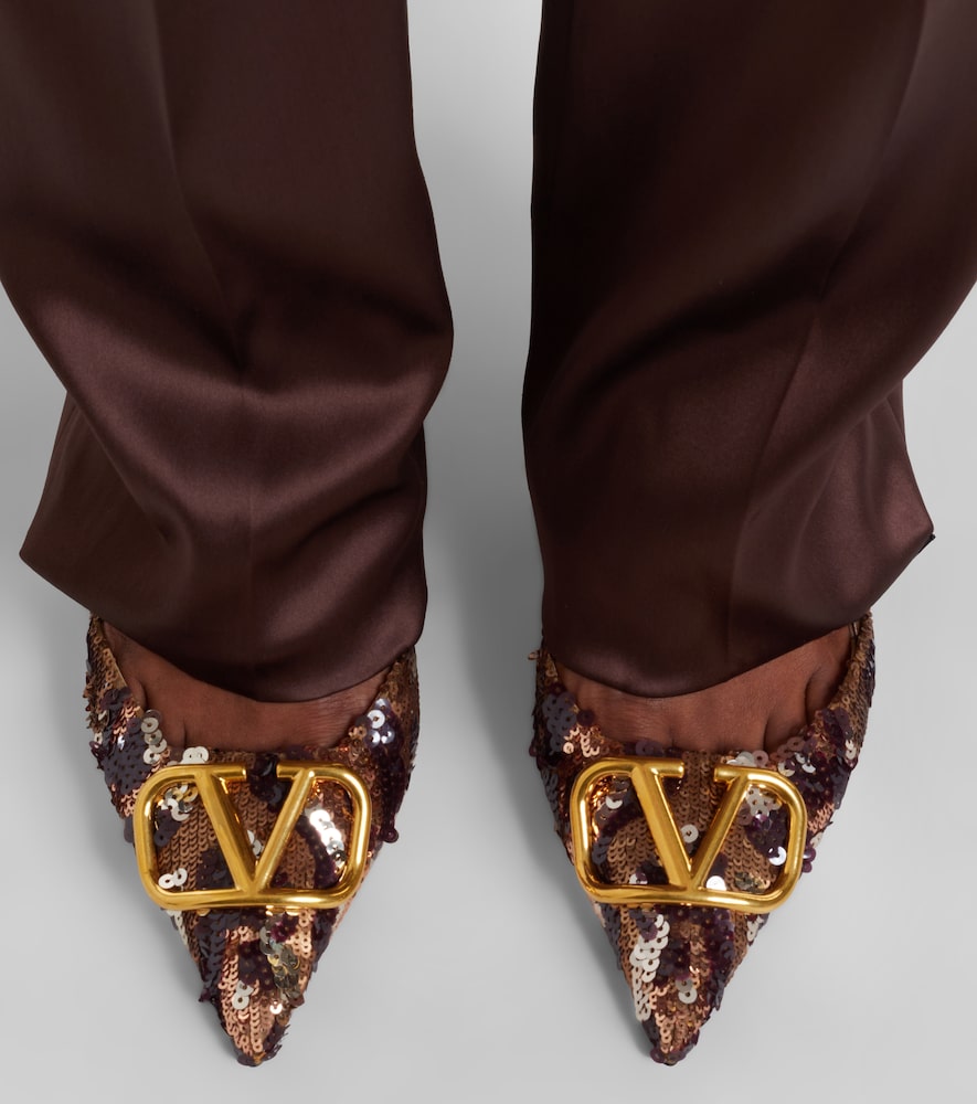 Valentino Garavani Signature VLogo sequined slingback pumps