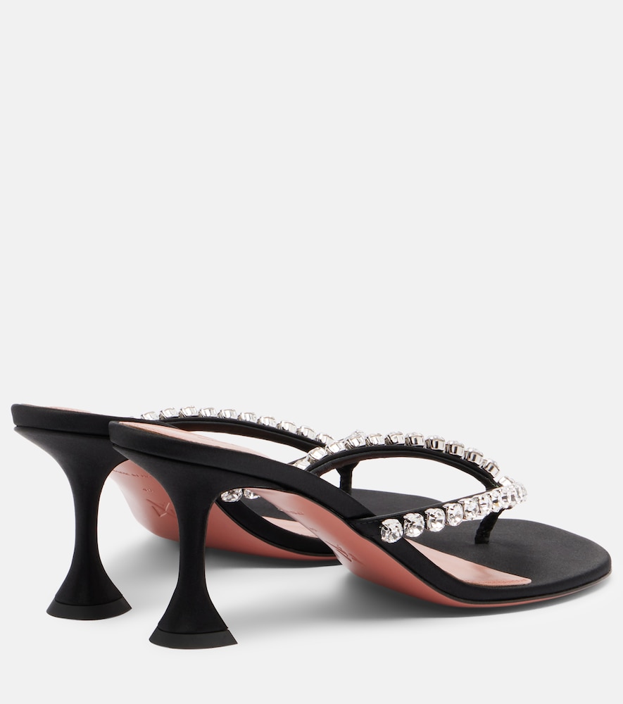 Gigi Embellished Satin Thong Sandals