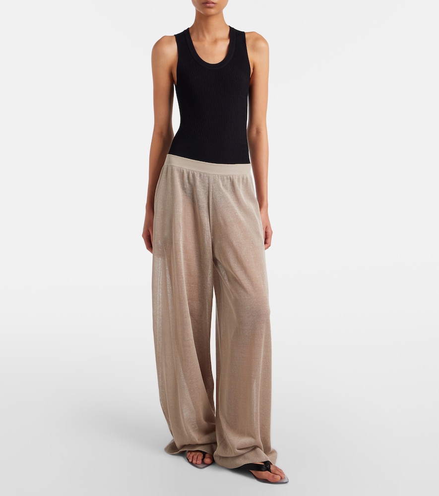  Alaia Alaia Linen And Silk Wide-leg Pants 