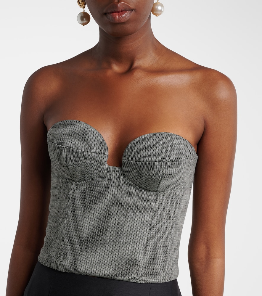 Herringbone Wool-Blend Bustier Top