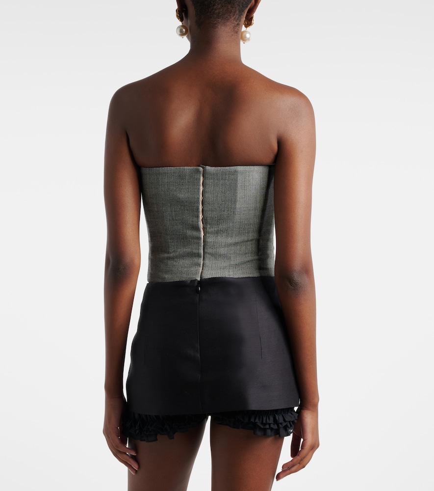 Herringbone Wool-Blend Bustier Top
