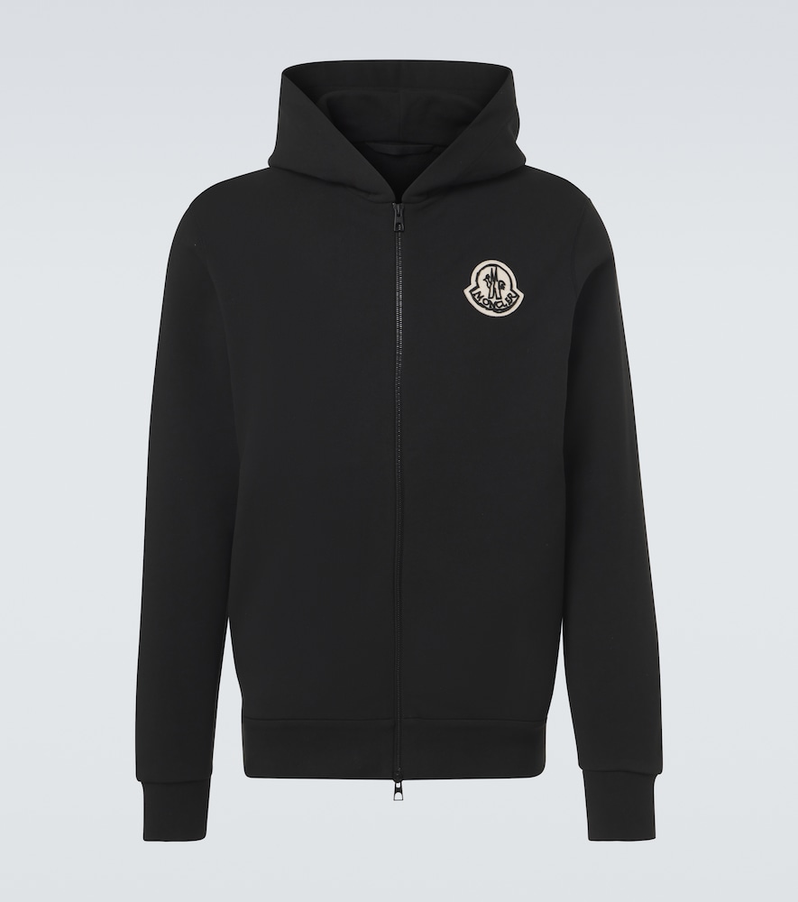 Moncler Men's Black Logo Cotton Zip-Up Hoodie UK Size 44 - Mytheresa