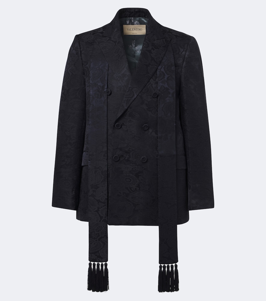 Jacquard-Blazer aus Leinen und Seide