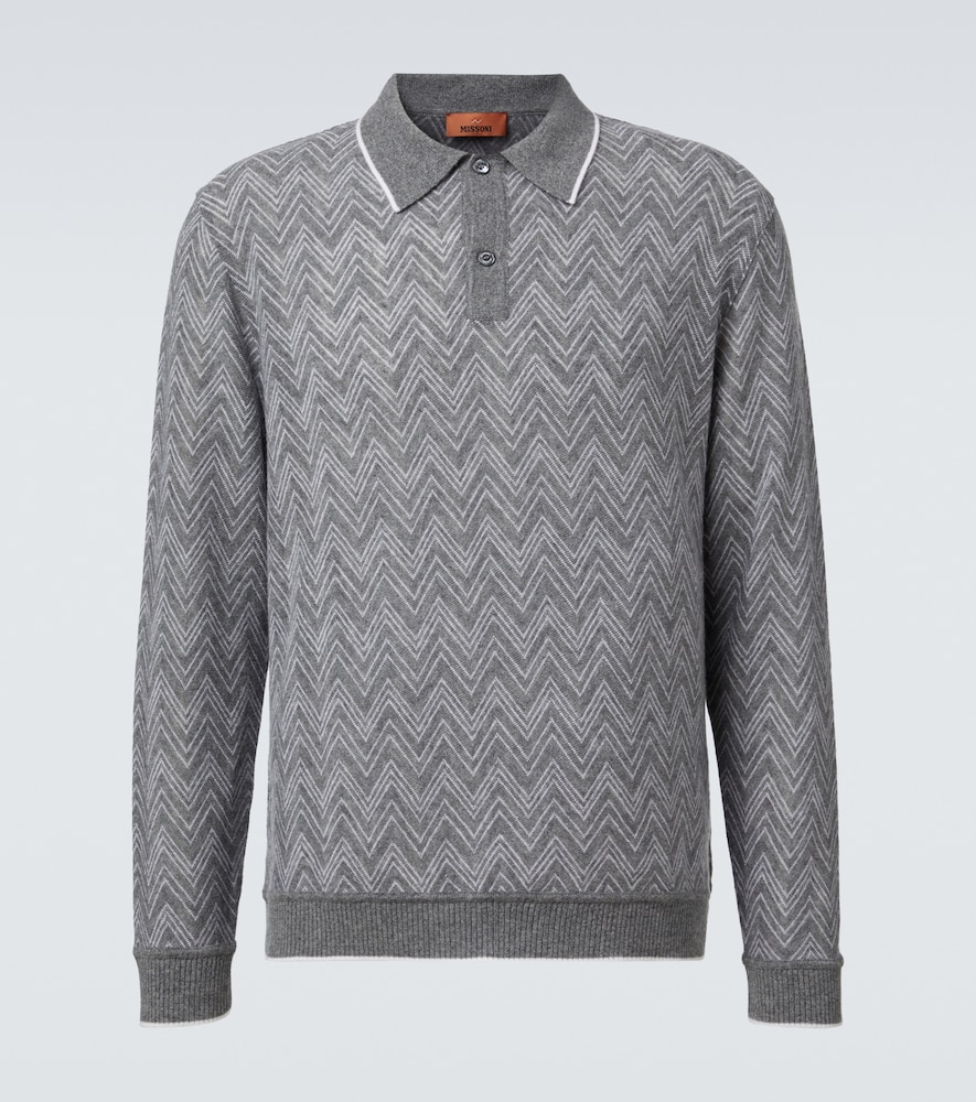 Pullover polo in cashmere a zig zag
