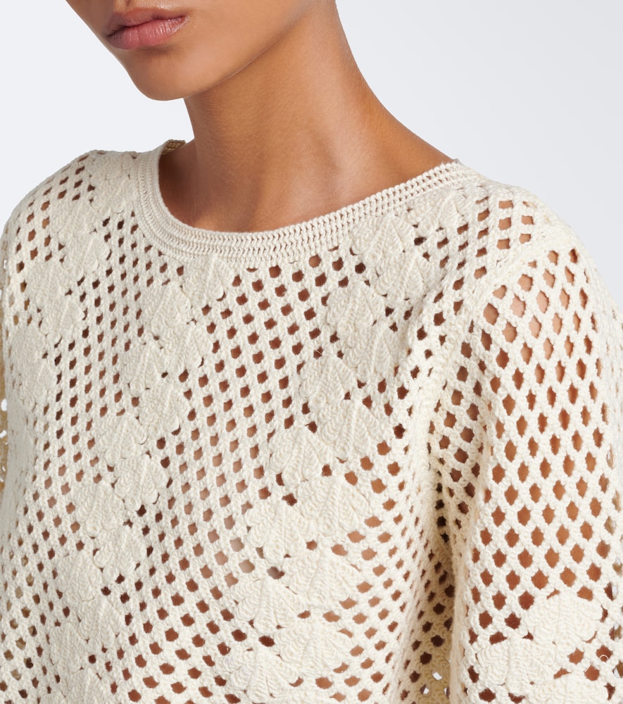 Saskia Cropped Crochet Cotton Top