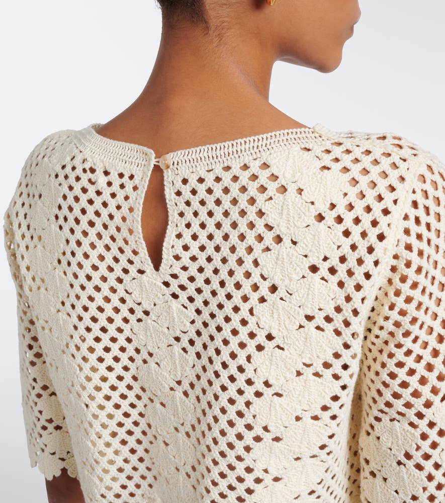 Saskia Cropped Crochet Cotton Top
