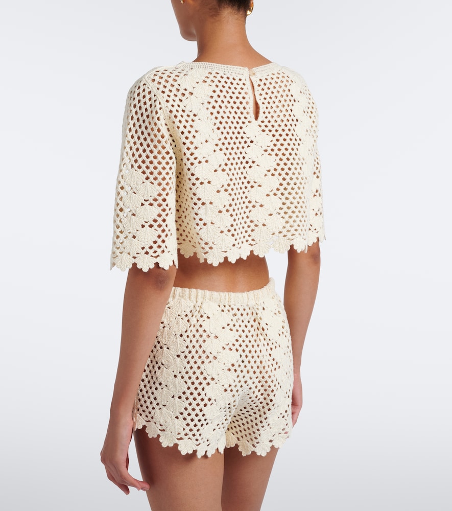 Saskia Cropped Crochet Cotton Top