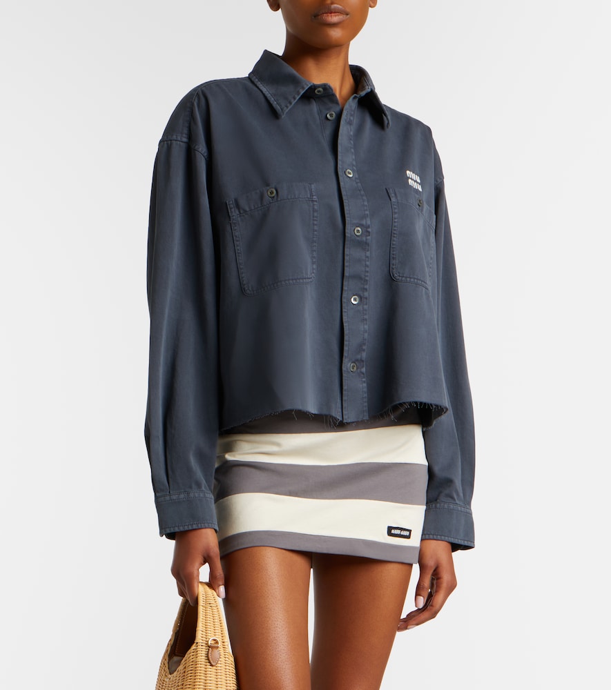  Miu Miu Miu Miu Camisa De Denim Deshilachada 
