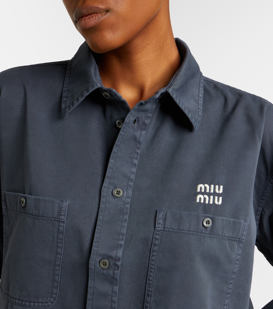  Miu Miu Miu Miu Camisa De Denim Deshilachada 