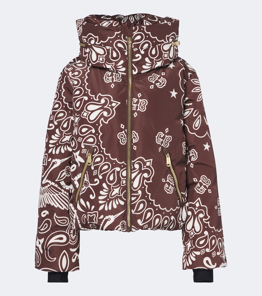 Goldbergh Kyoko Hooded Printed Ski Jacket In Brown