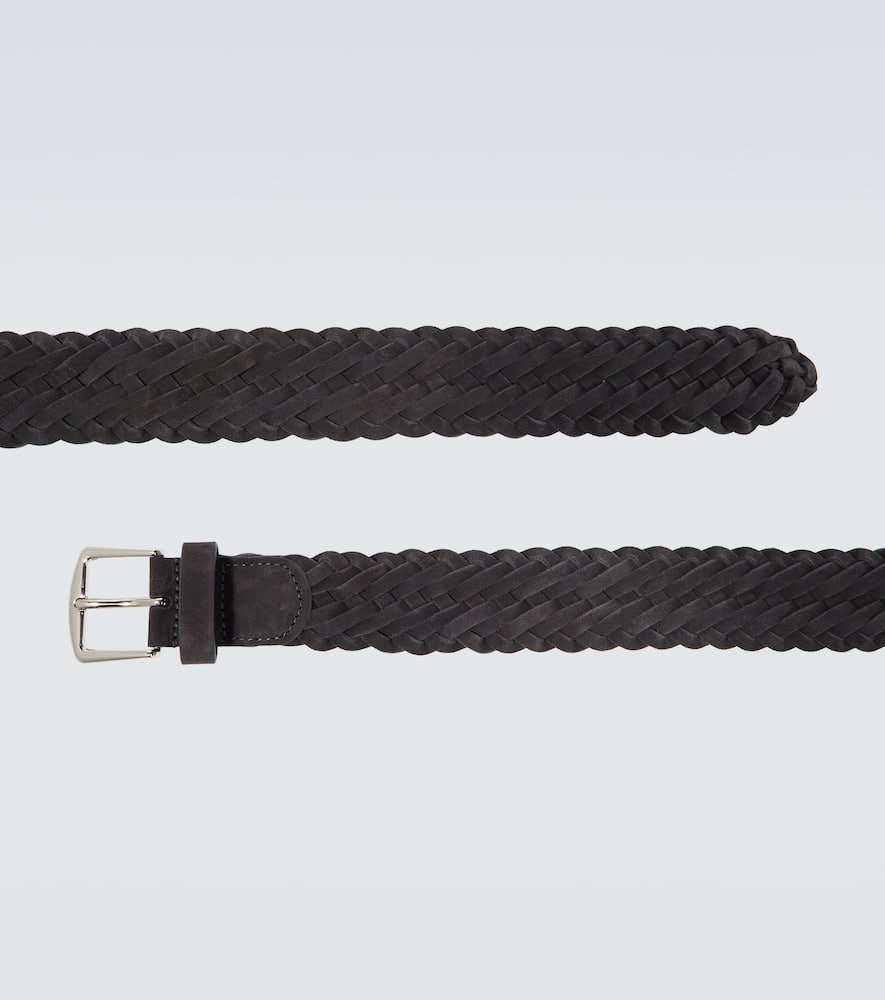 Shop Loro Piana Alsavel Leather Belt In Caviar