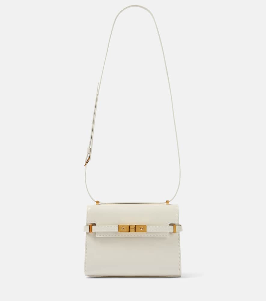 Saint Laurent Manhattan Mini Leather Shoulder Bag In White