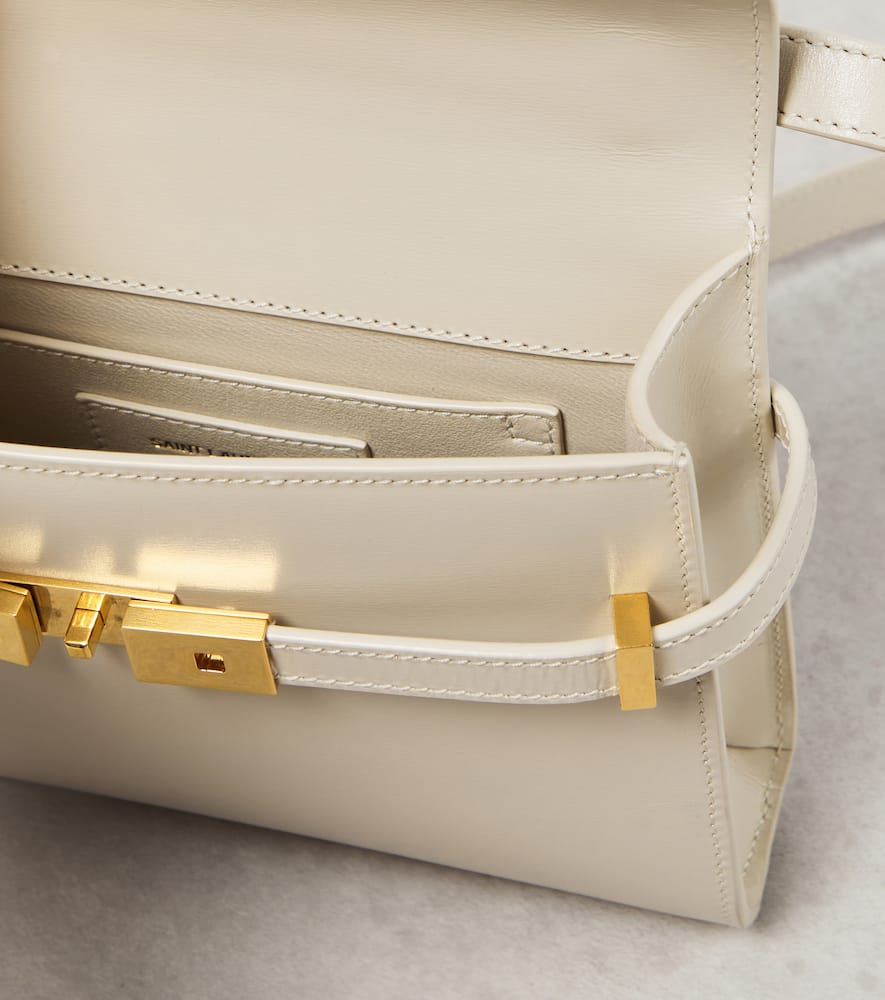 Saint Laurent Manhattan Mini Leather Shoulder Bag In White