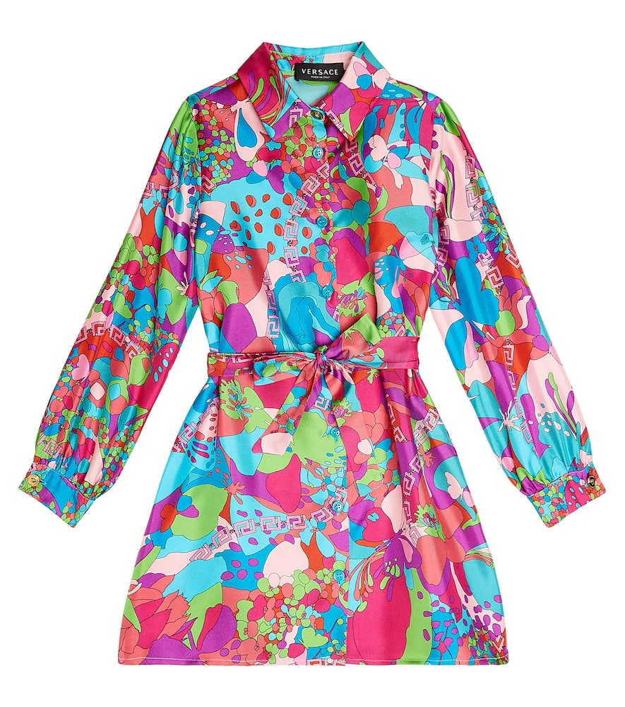 Versace Multicolor Dress For Girl With Print In Multicoloured