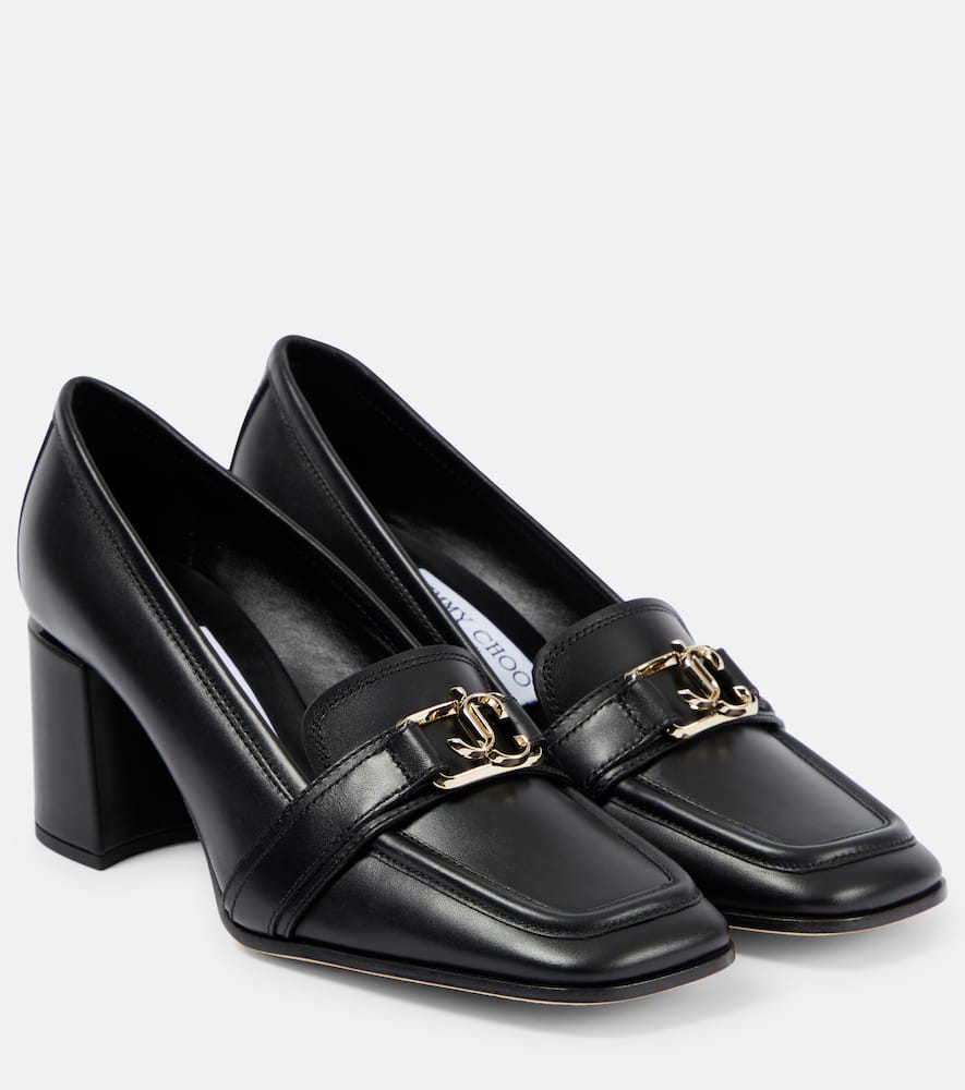 Shop Jimmy Choo Evin 65 Leather Loafer Pumps In Schwarz