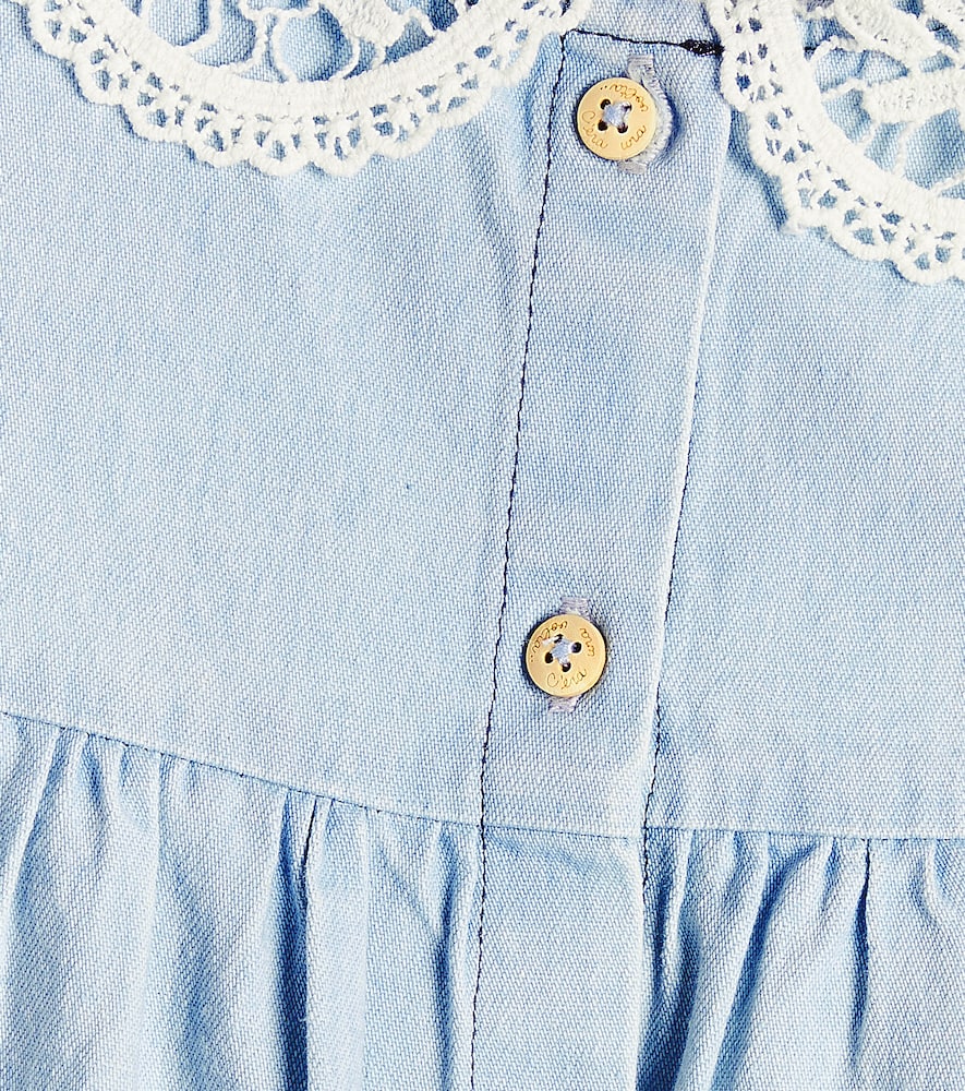  C'era Una Volta C'era Una Volta Baby Kleid Franca Aus Chambray Mit Spitze 