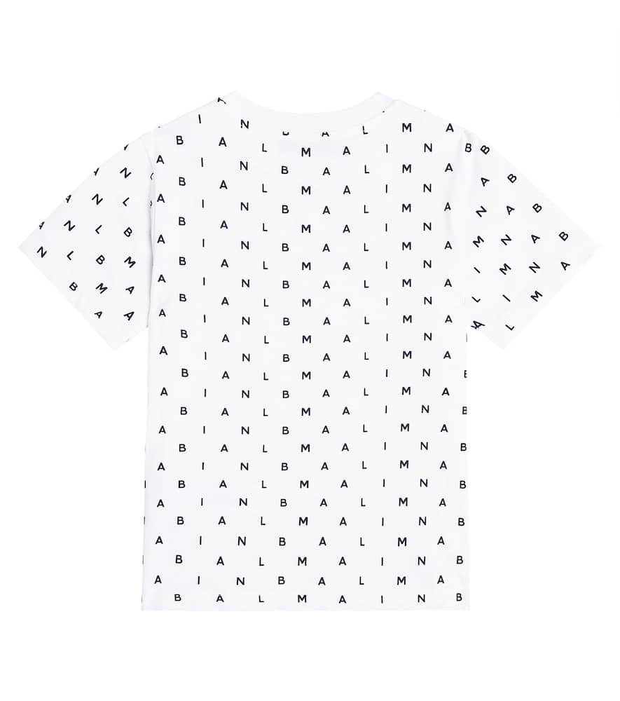 Shop Balmain Printed Cotton Jersey T-shirt In White