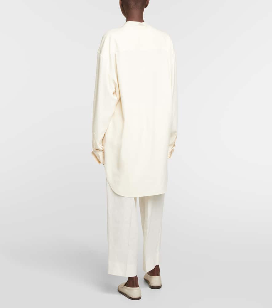 The Row Grandad Oversized Silk Shirt In Bisque