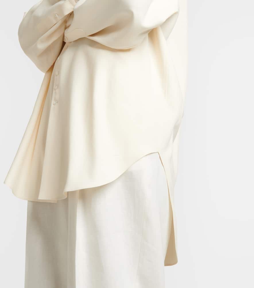 The Row Grandad Oversized Silk Shirt In Bisque